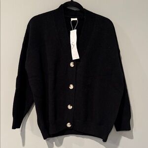 Silk & Salt- New Black Button-Up Women's Sweater